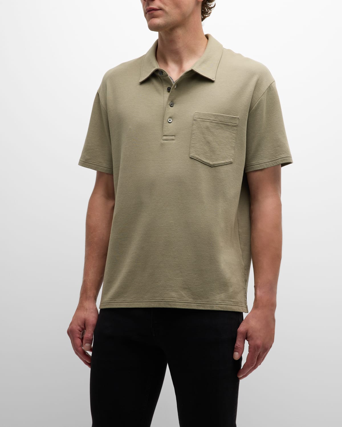Shop Frame Men's Duo Fold Ribbed Polo In Dry Sage