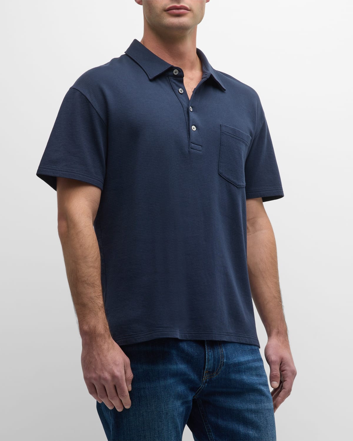 Shop Frame Men's Duo Fold Ribbed Polo In Navy