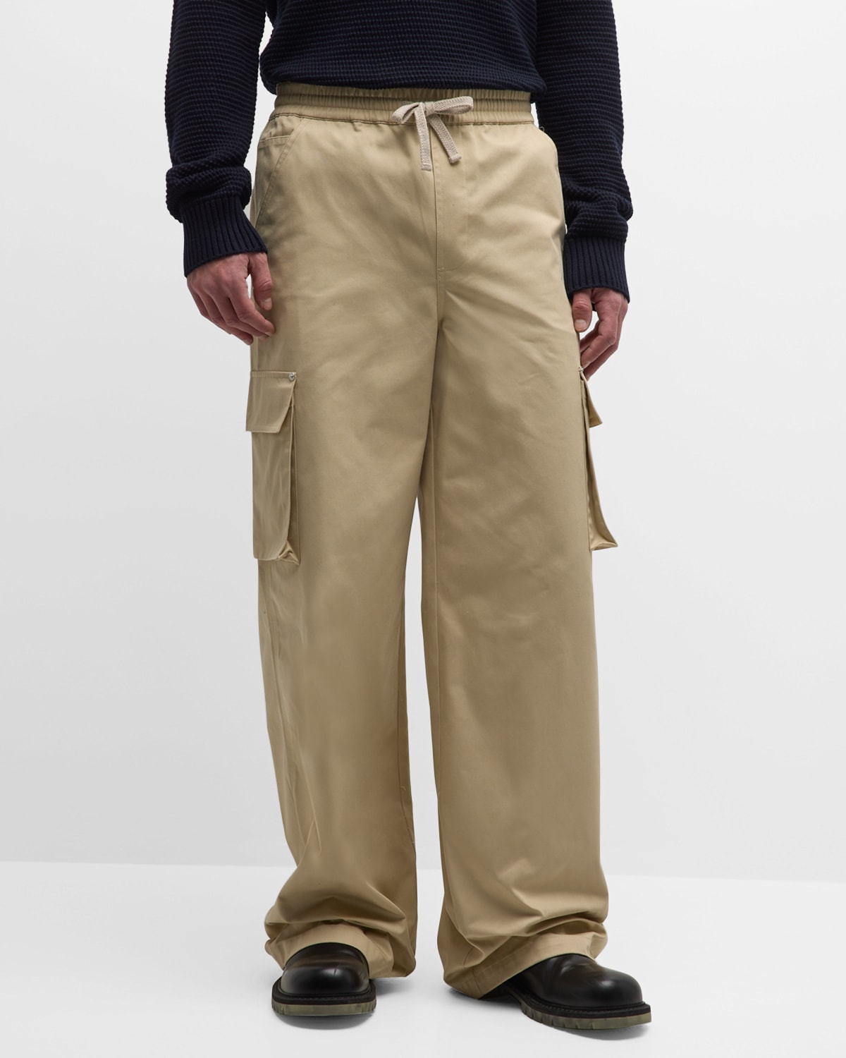 Men's Wide-Leg Drawstring Cargo Pants