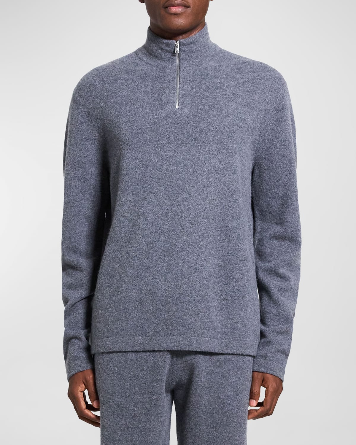 Shop Theory Men's Geder Quarterzip In Soft Felted Wool In Grap