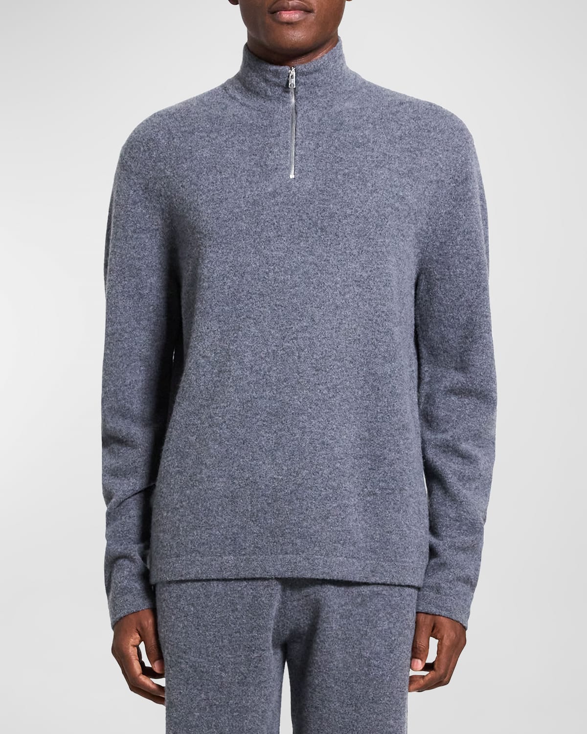 Theory Geder Long Sleeve Quarter Zip Knit Sweater In Grap