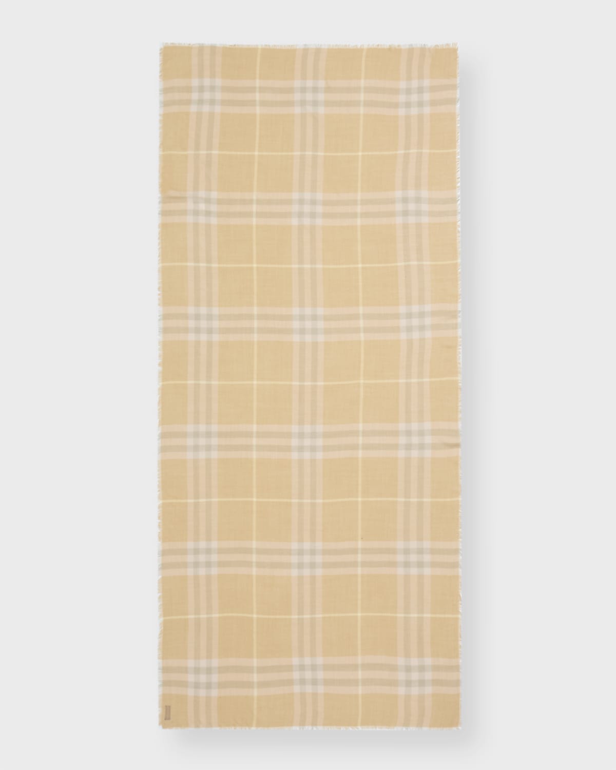 Burberry Yellow Lightweight Check Wool Scarf In Flax