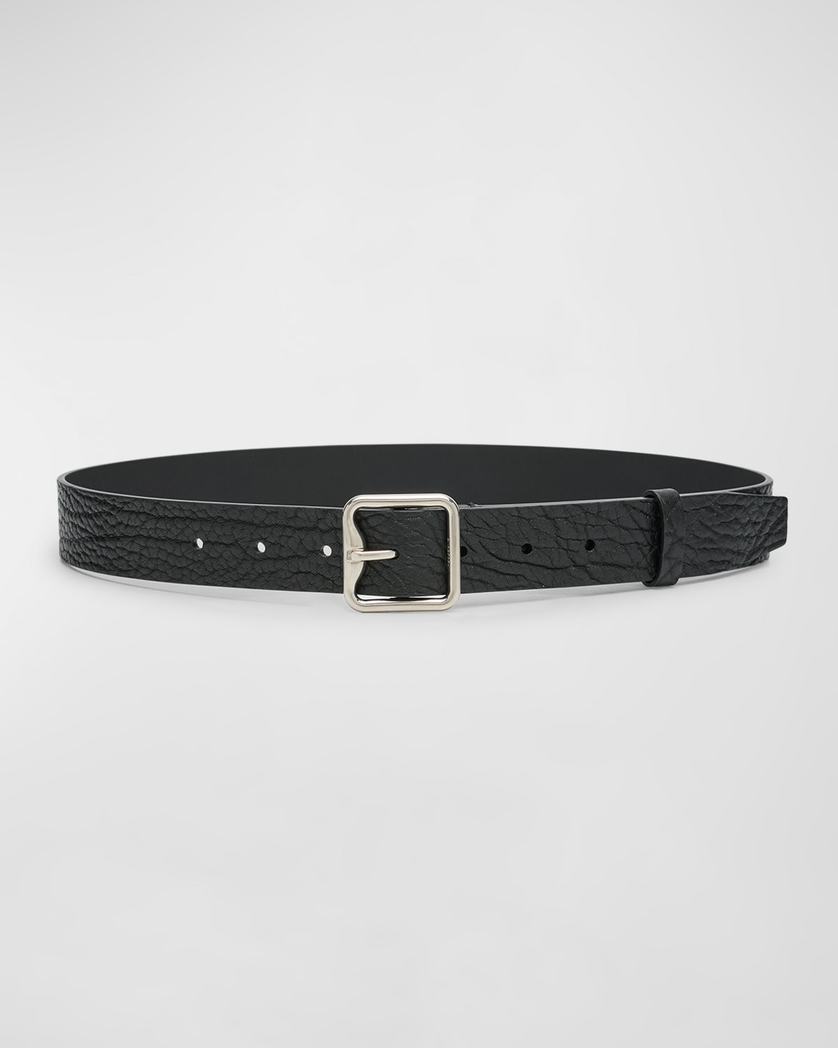 Shop Burberry Embossed Leather Belt In Black
