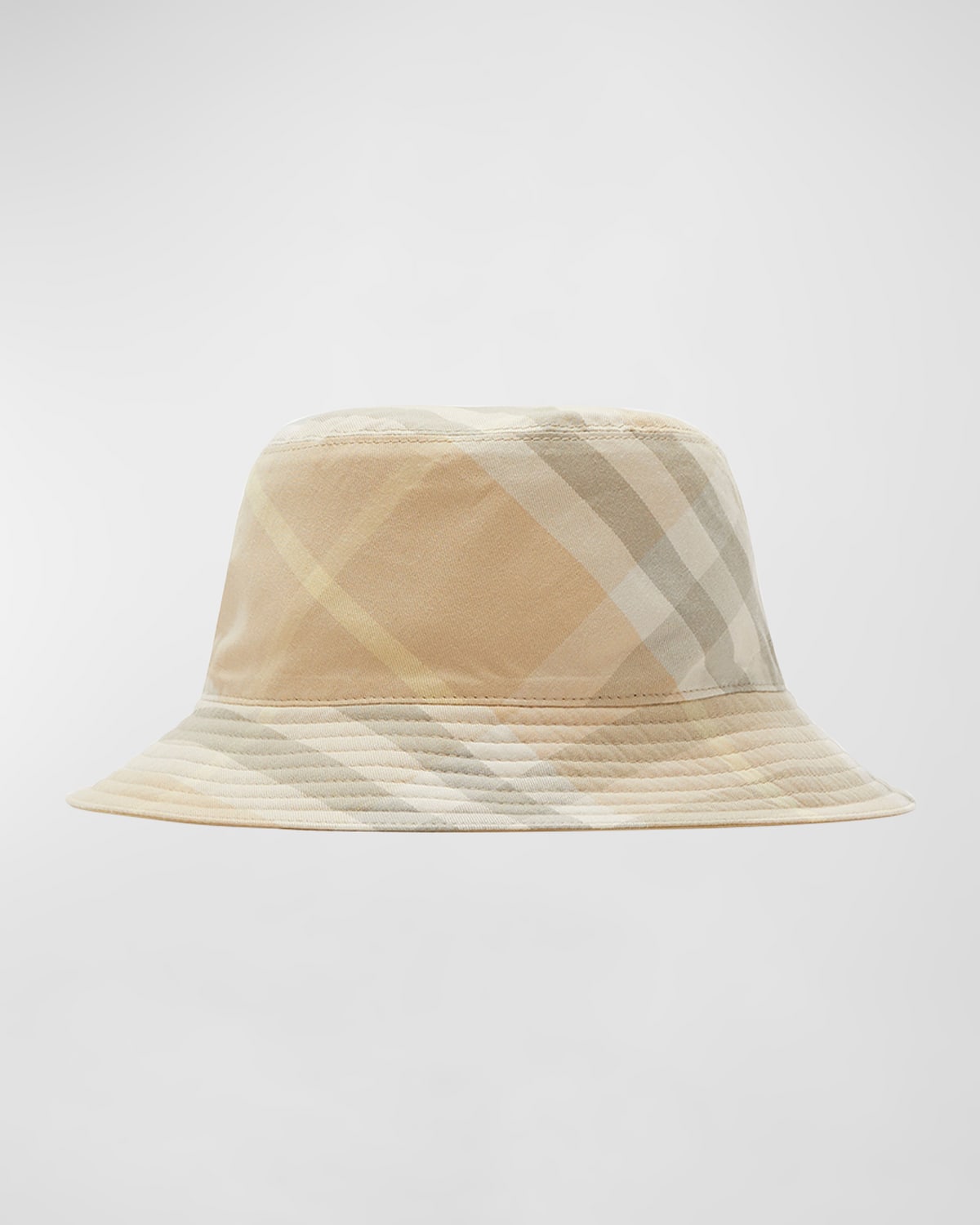 Burberry Reversible Check Twill Bucket Hat In Flax