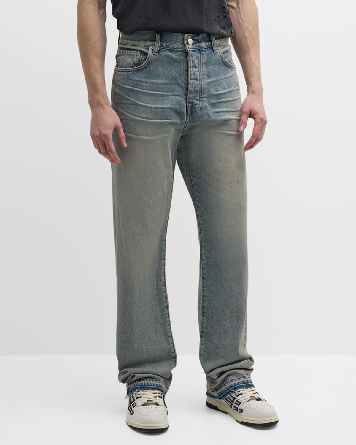 Men's Faded Straight-Leg Jeans