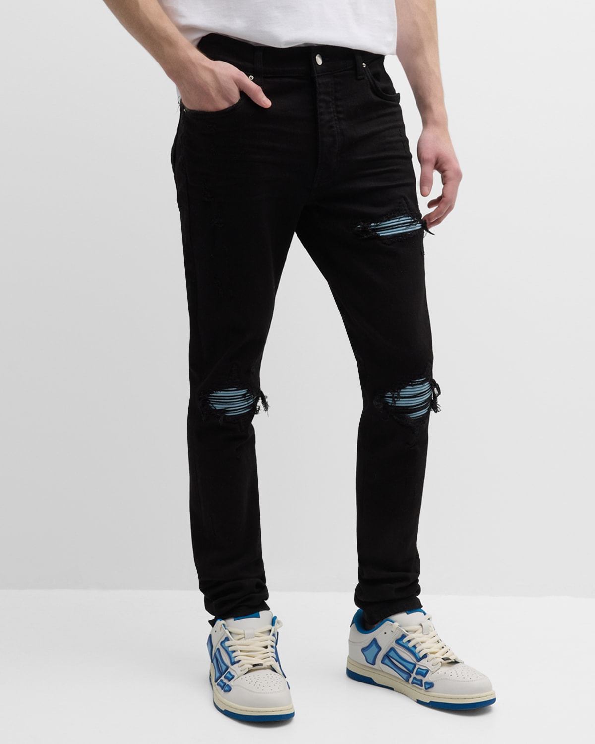 Men's MX1 Suede-Patch Skinny Jeans