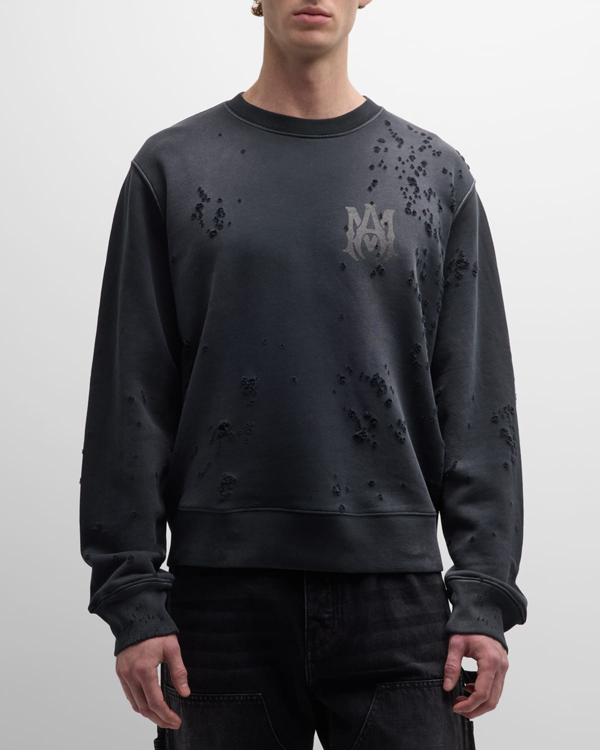 Shop Amiri Men's Ma Logo Shotgun Sweatshirt In Faded Black