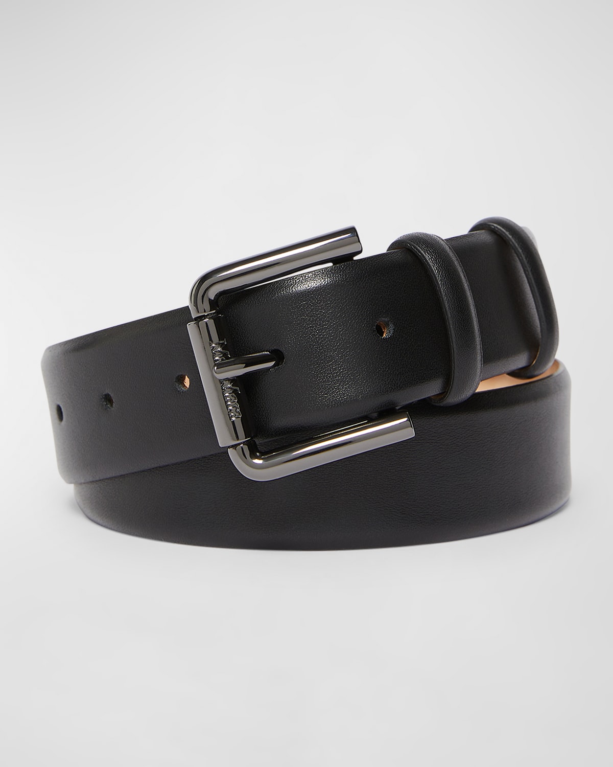 Shop Max Mara Classic Leather Belt In 001 Black