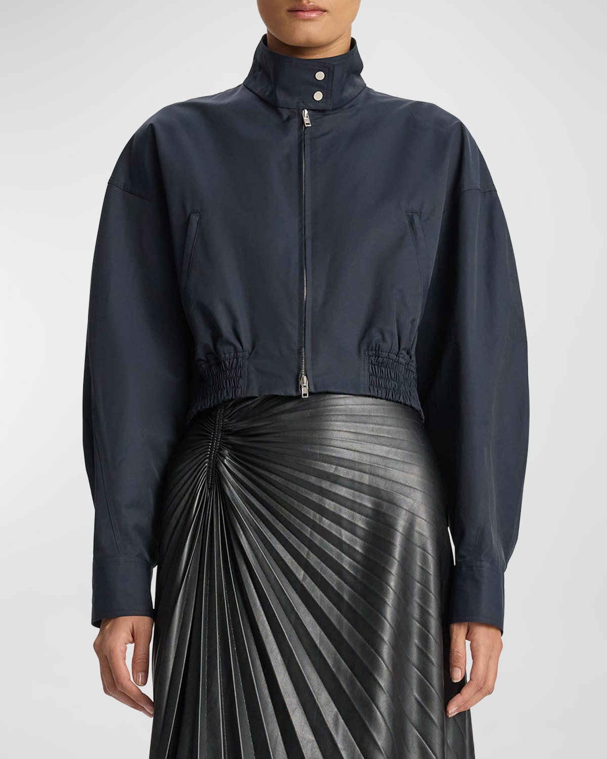 A.l.c Elliot Cropped Bomber Jacket In Navy