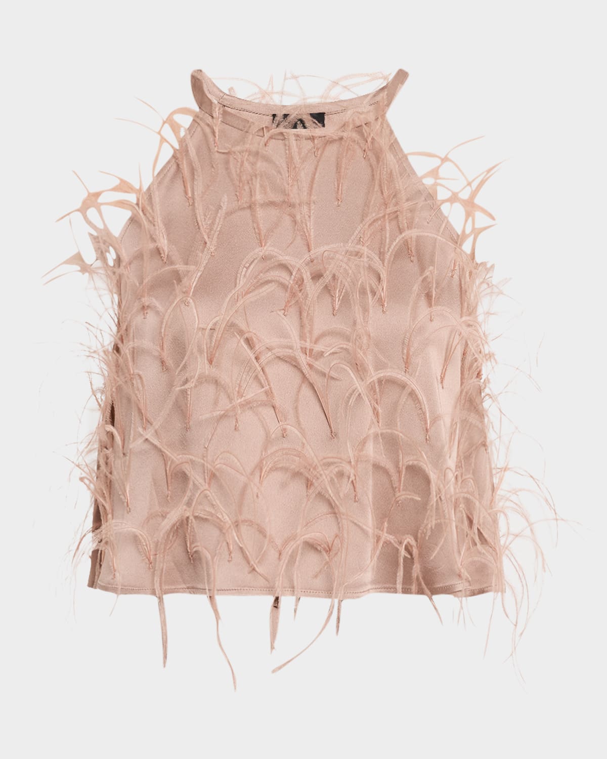 LAPOINTE FEATHER DOUBLEFACE SATIN CROP HALTER CAMI 