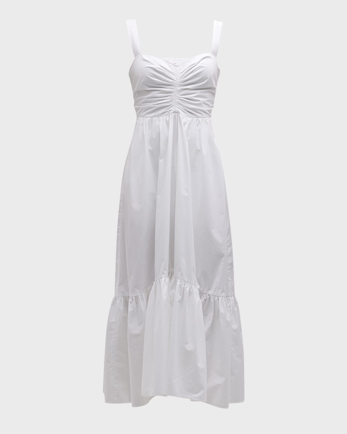 Shop A.l.c Lilah Ii Ruched Cotton A-line Midi Dress In White