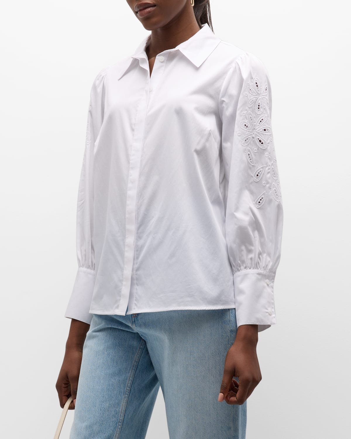 HARSHMAN DEVLIN EYELET EMBROIDERED COTTON SHIRT