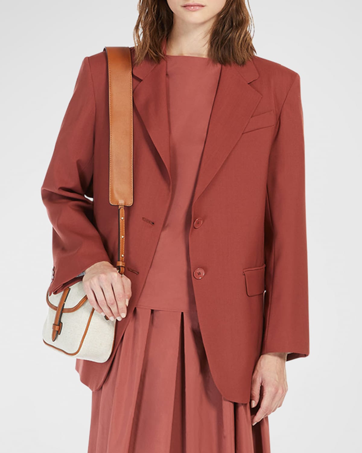 Shop Weekend Max Mara Notched-lapel Single-breasted Blazer In Rust