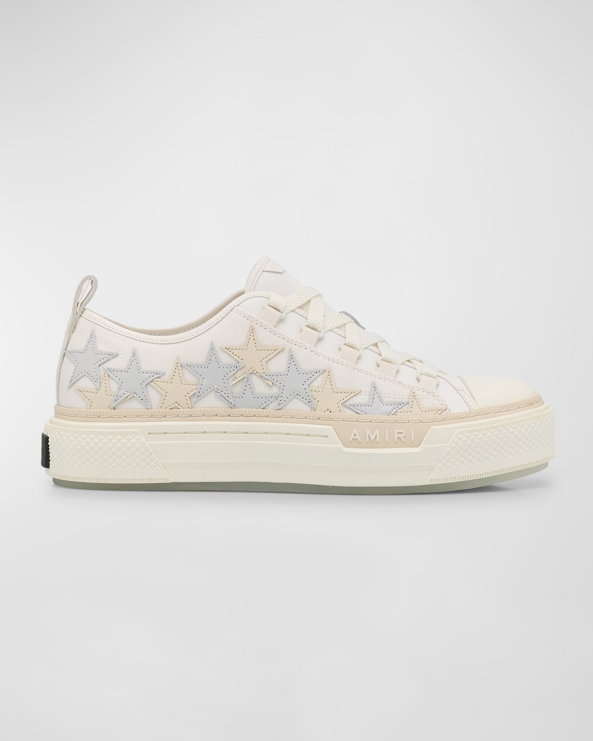 Amiri Men's Stars Court Canvas And Leather Low-top Sneakers In Alabastergrey