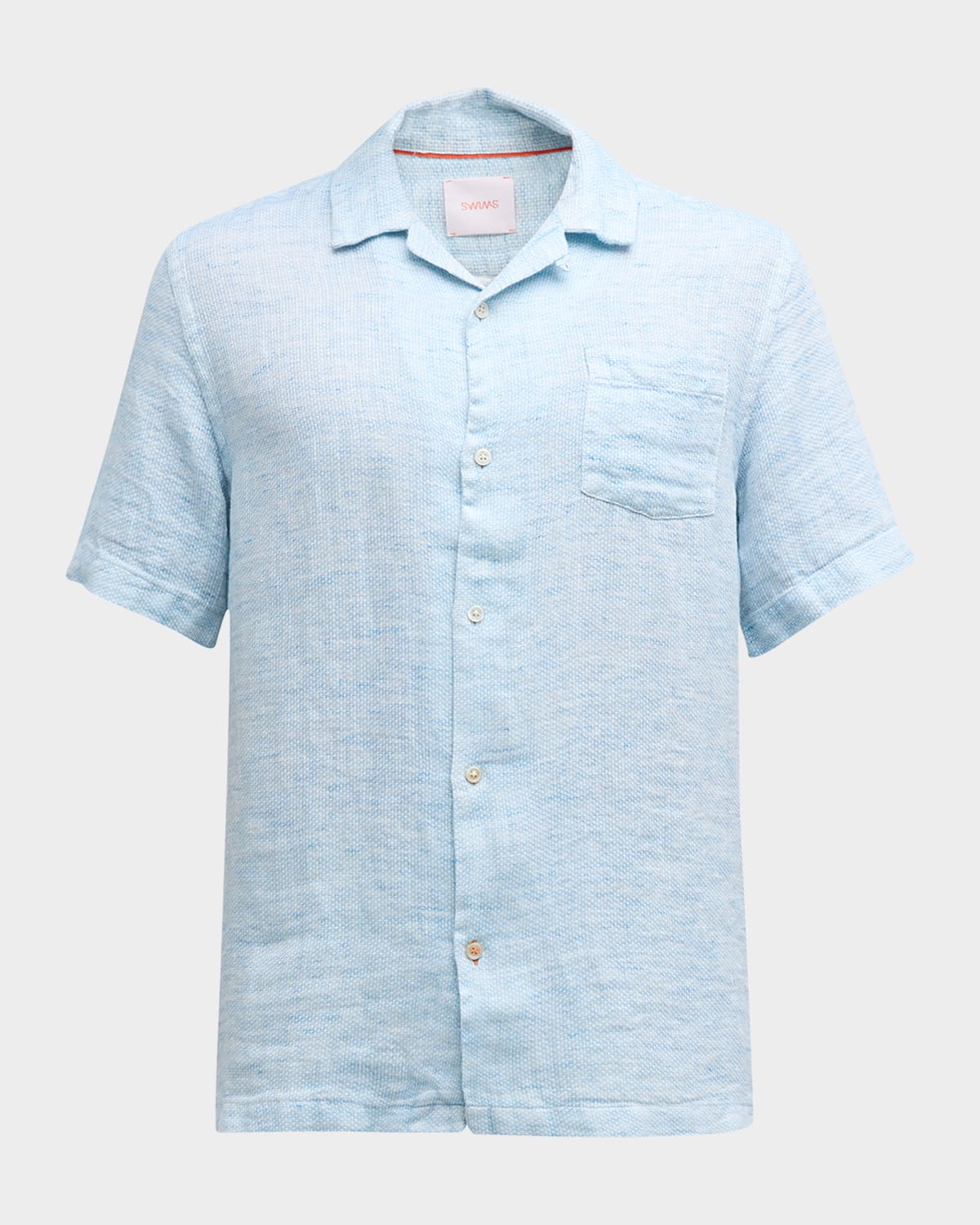 Men's Capri Linen Micro-Print Short-Sleeve Shirt