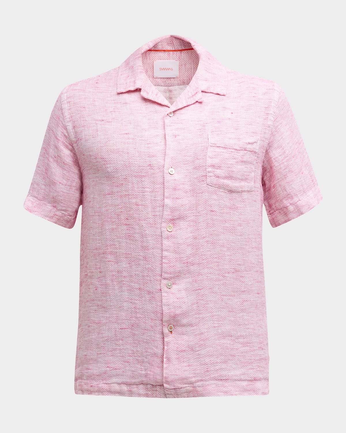 Men's Capri Linen Micro-Print Short-Sleeve Shirt