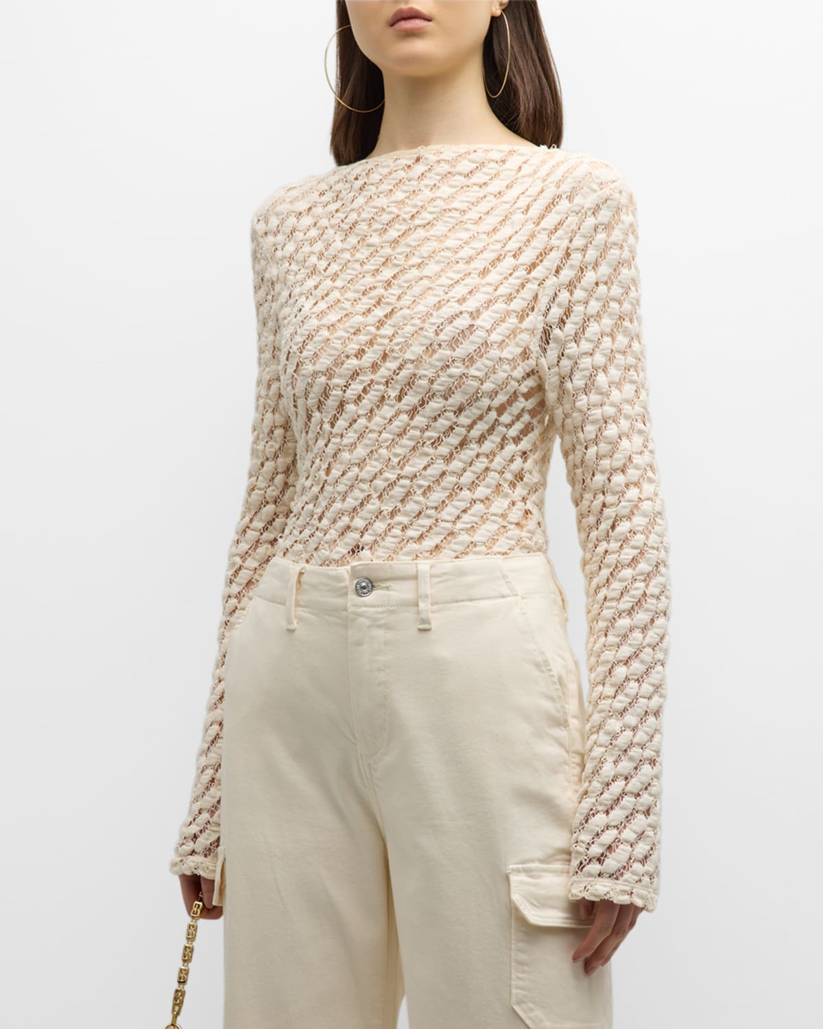 Shop Rohe Lace High-neck Top In Cream 139