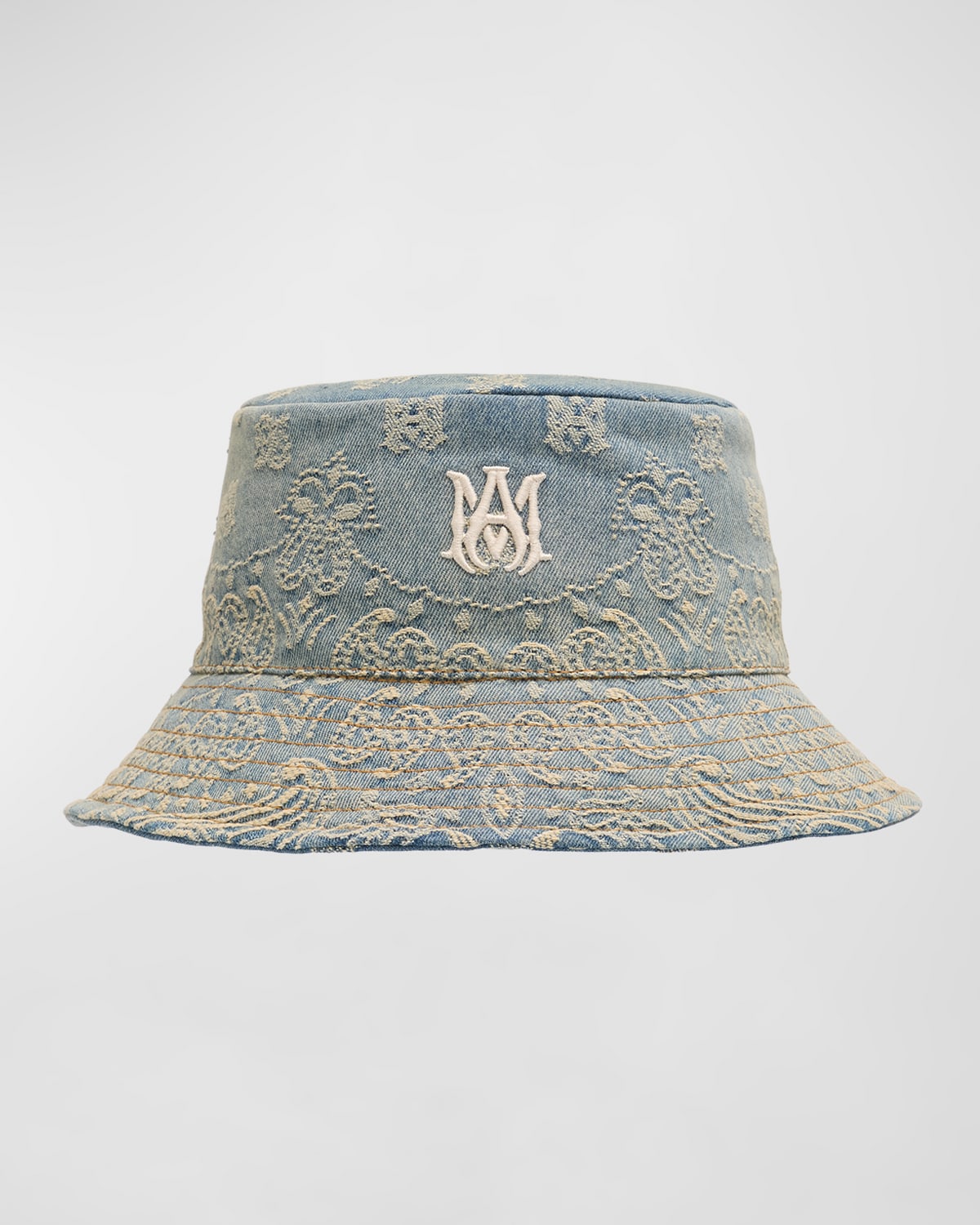 Shop Amiri Men's Bandana Jacquard Bucket Hat In Indigo