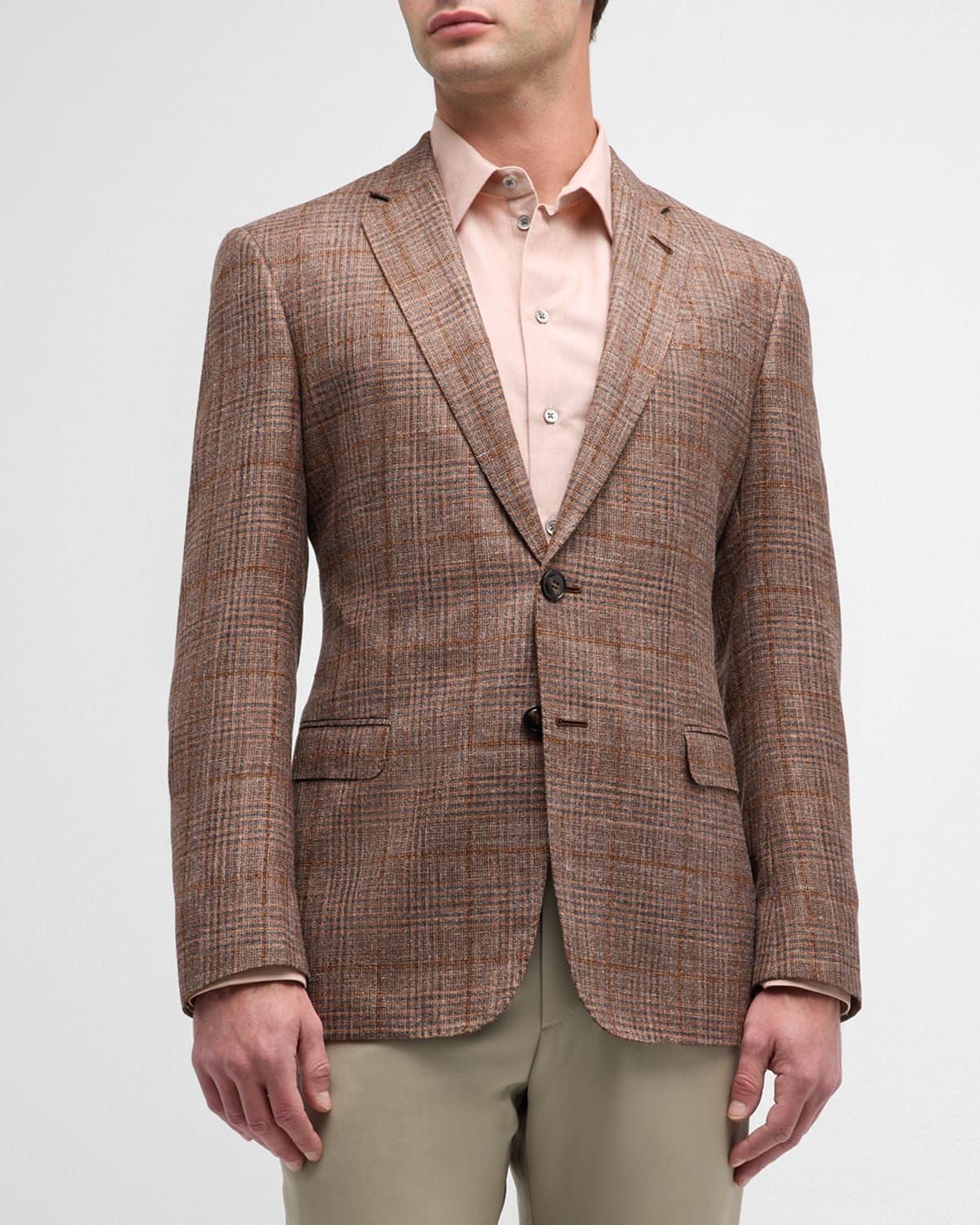 Shop Giorgio Armani Men's Plaid Sport Coat In Multi