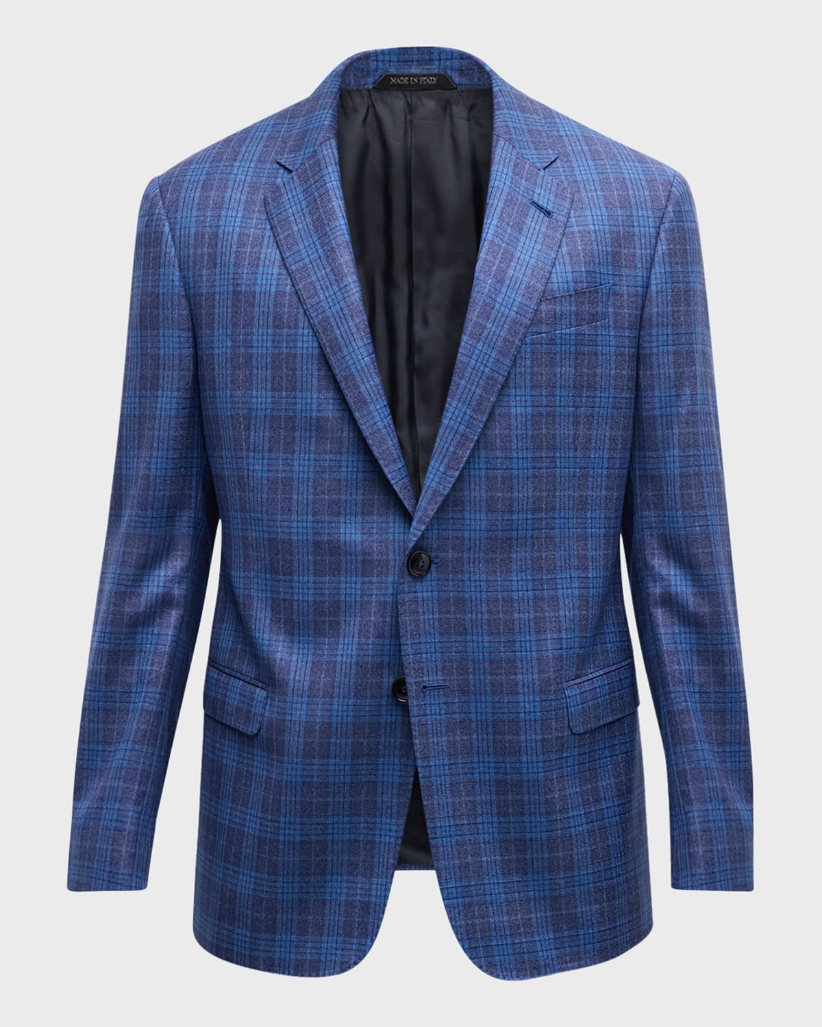 Giorgio Armani Men's Plaid Wool Sport Coat In Navy