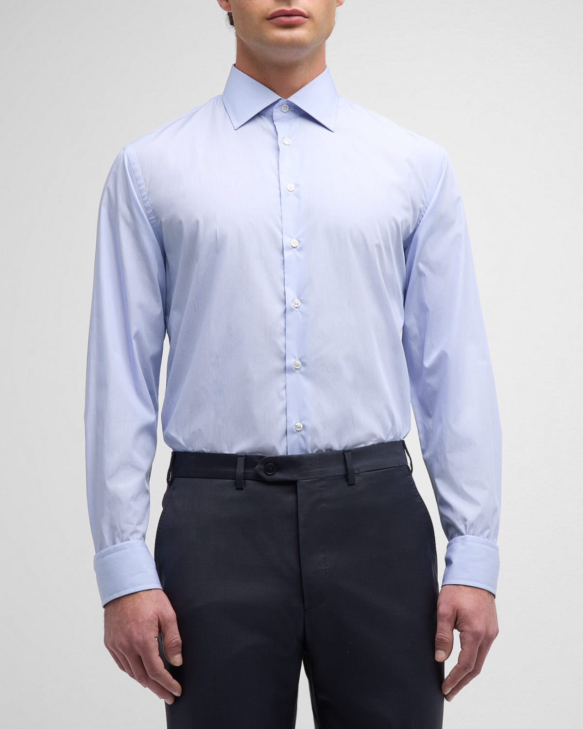 Giorgio Armani Men's Pinstripe Dress Shirt In Blue