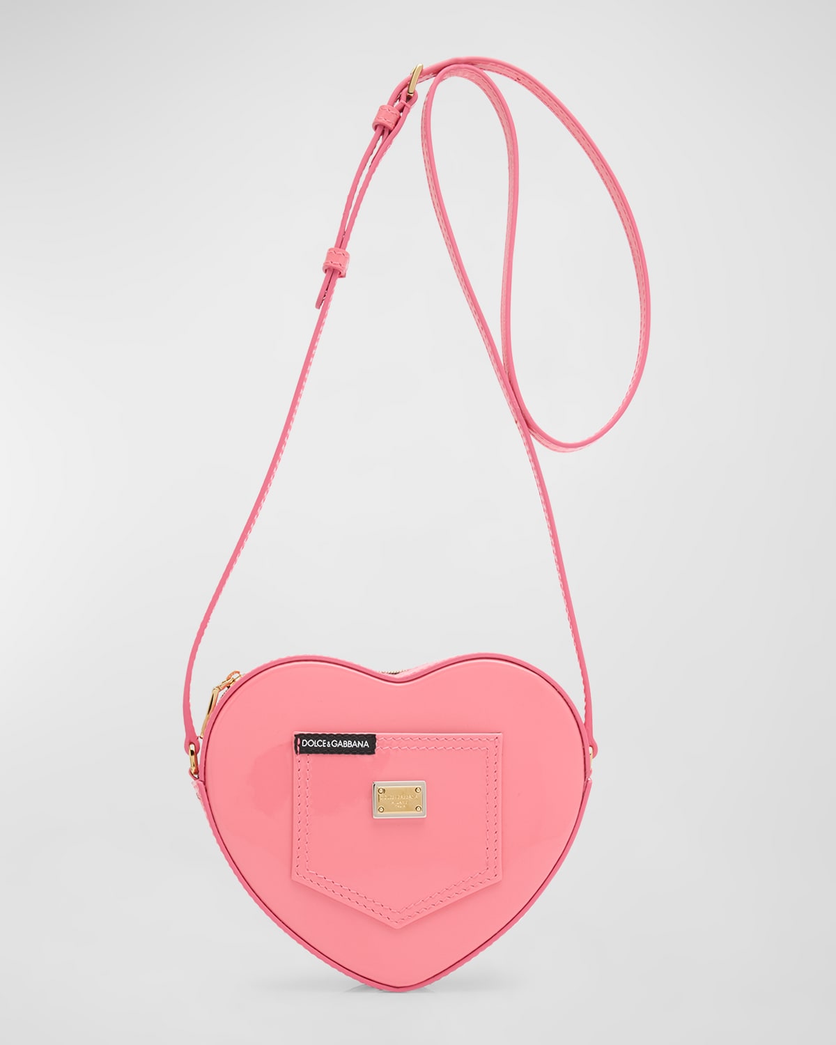 Dolce & Gabbana Kids' Girls Pink Leather Heart Handbag (15cm)