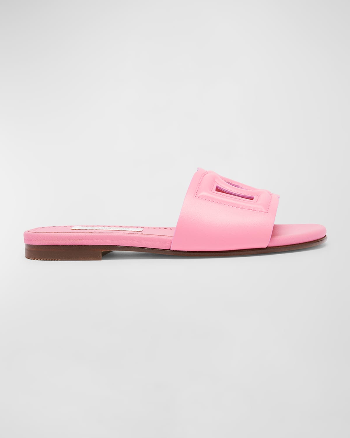 Shop Dolce & Gabbana Girl's Dg Cutout Leather Slide Sandals, Toddlers/kids In Pink