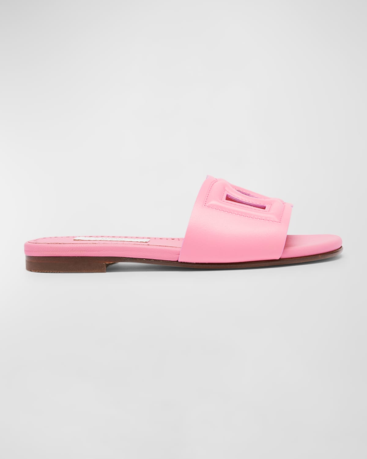 Dolce & Gabbana Girl's Dg Cutout Leather Slide Sandals, Kids In Pink