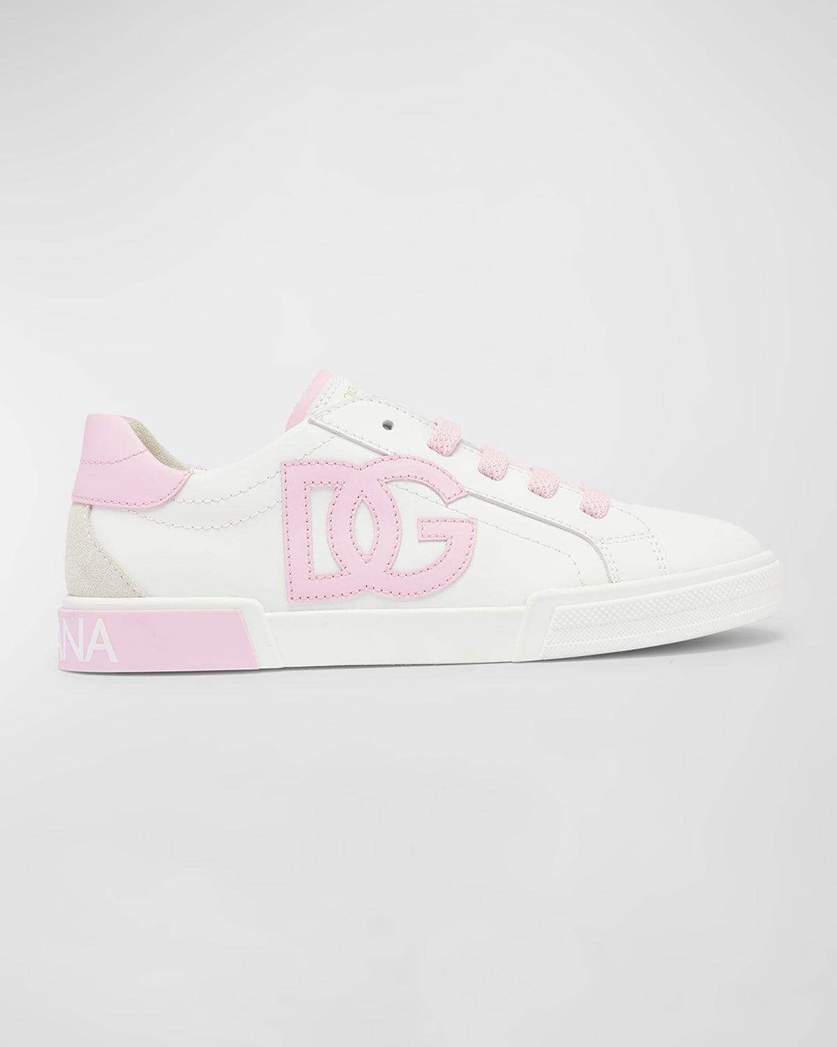 Dolce & Gabbana Kids' Portofino Low-top Trainers In White/rose