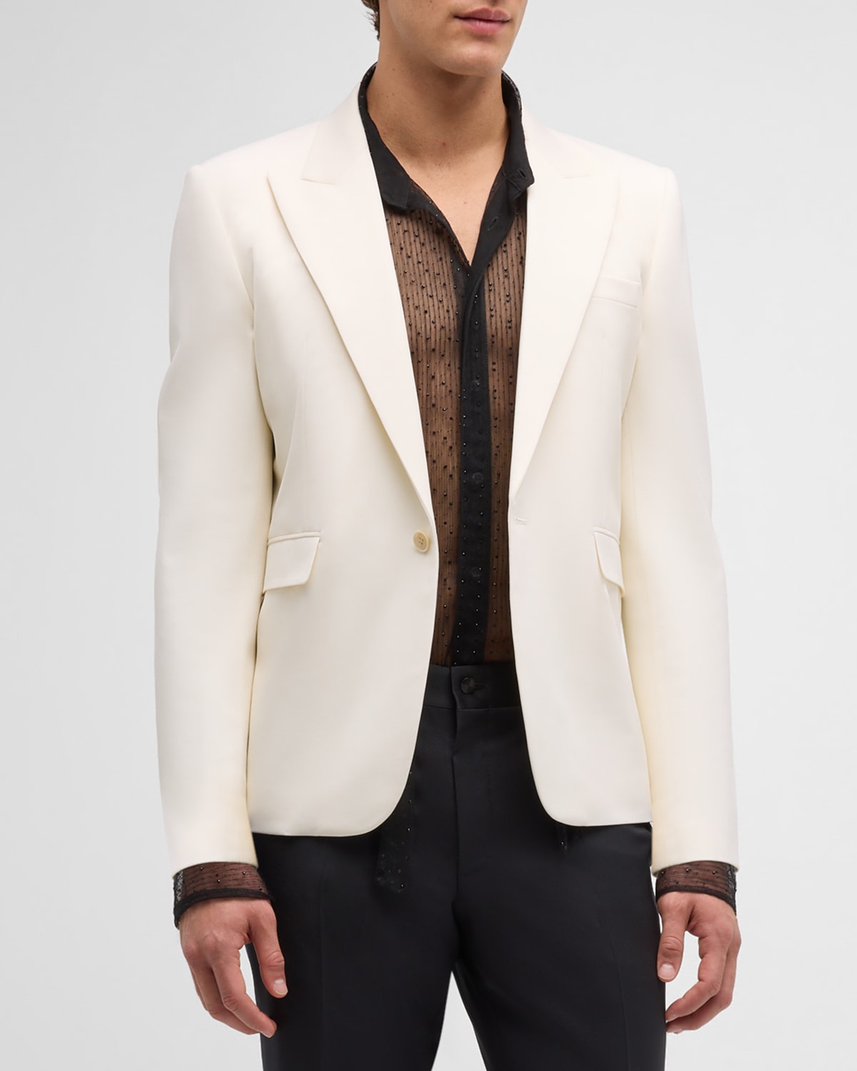 Shop Saint Laurent Men's Single-button Tuxedo Jacket In Gun