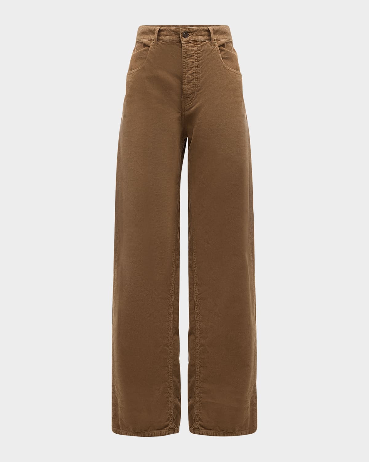 Saint Laurent Men's Baggy Corduroy Jeans In Aubergine