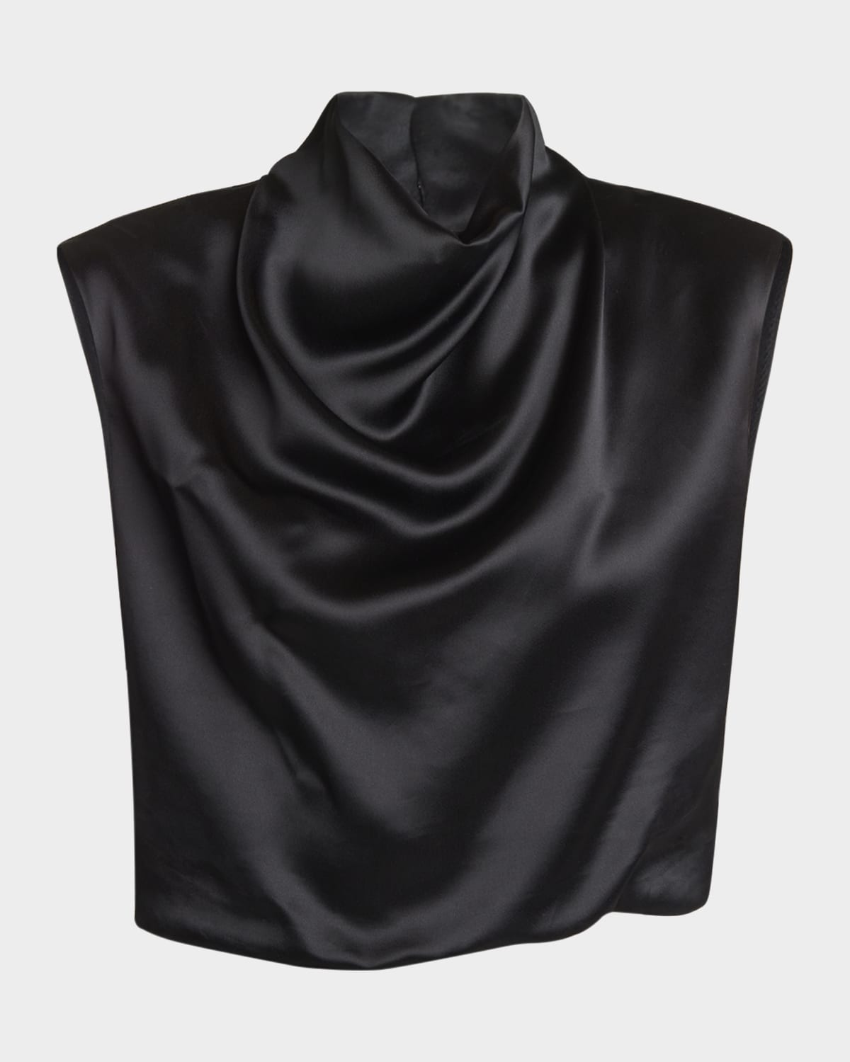 Cowl-Neck Sleeveless Satin Crop Top