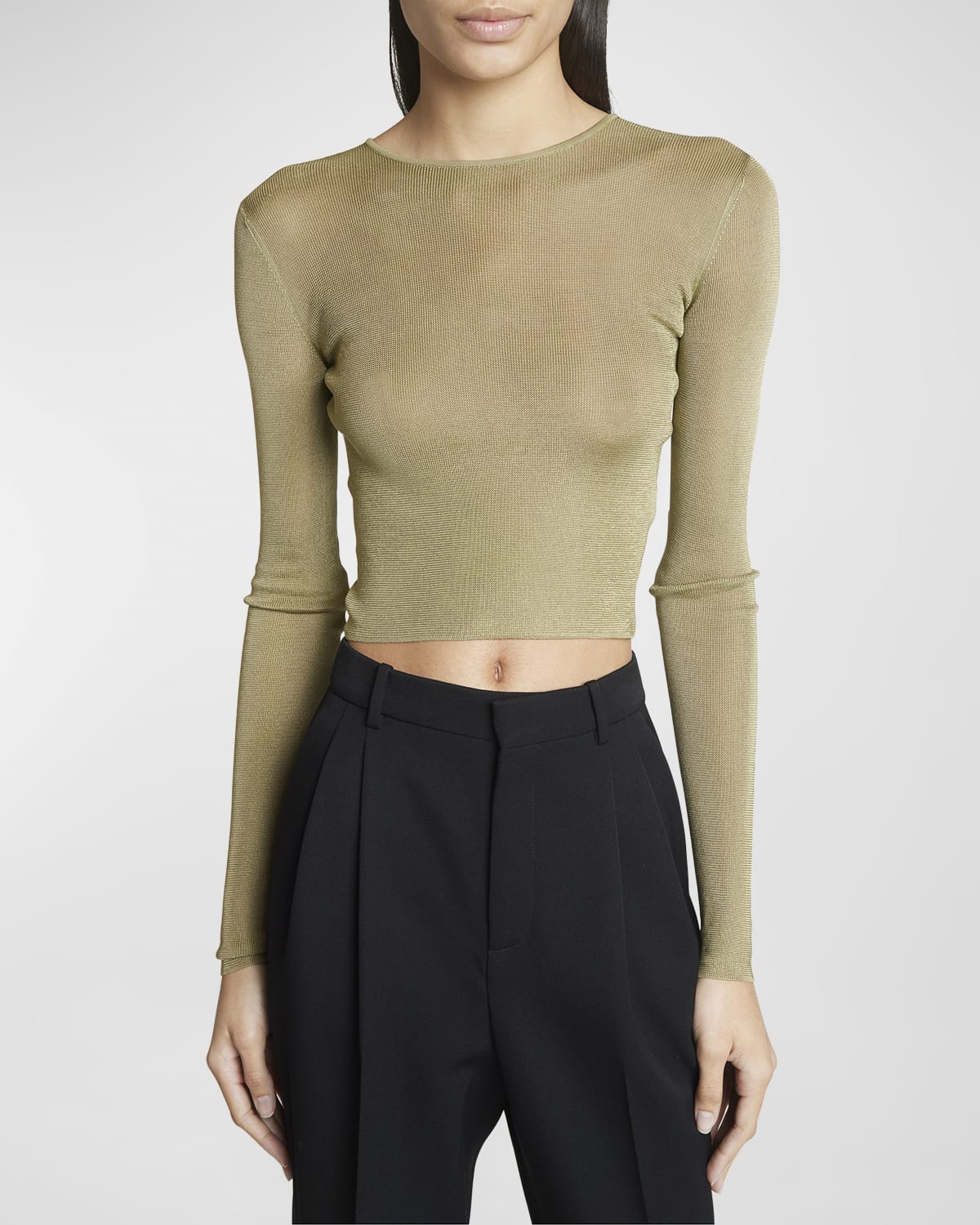 Shop Saint Laurent Fitted Jersey Top In Green