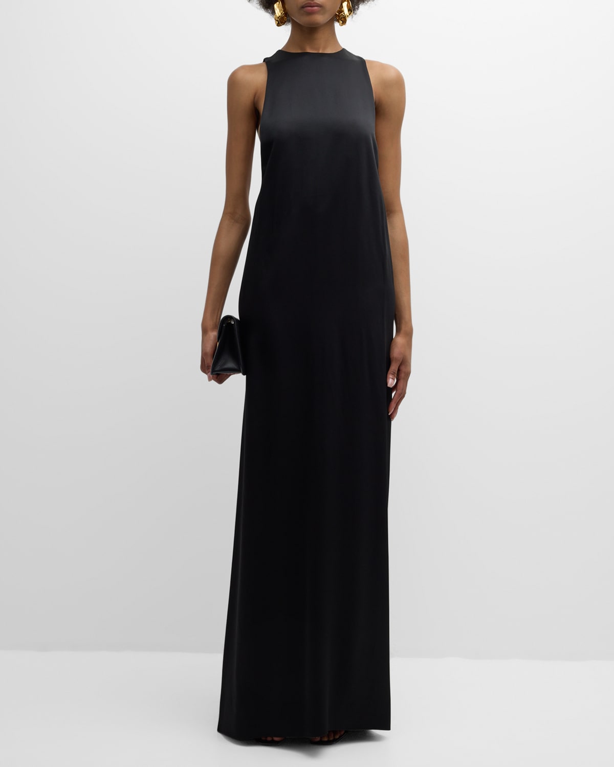 Tied-Back Sleeveless Column Gown