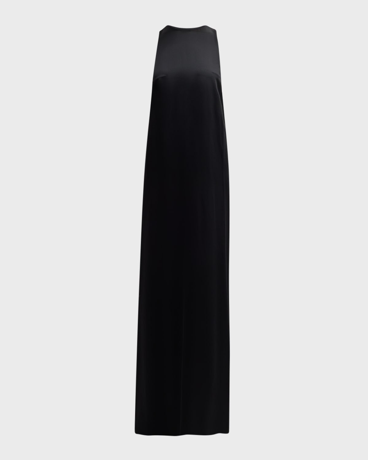 Saint Laurent Tied-back Sleeveless Column Gown In Black