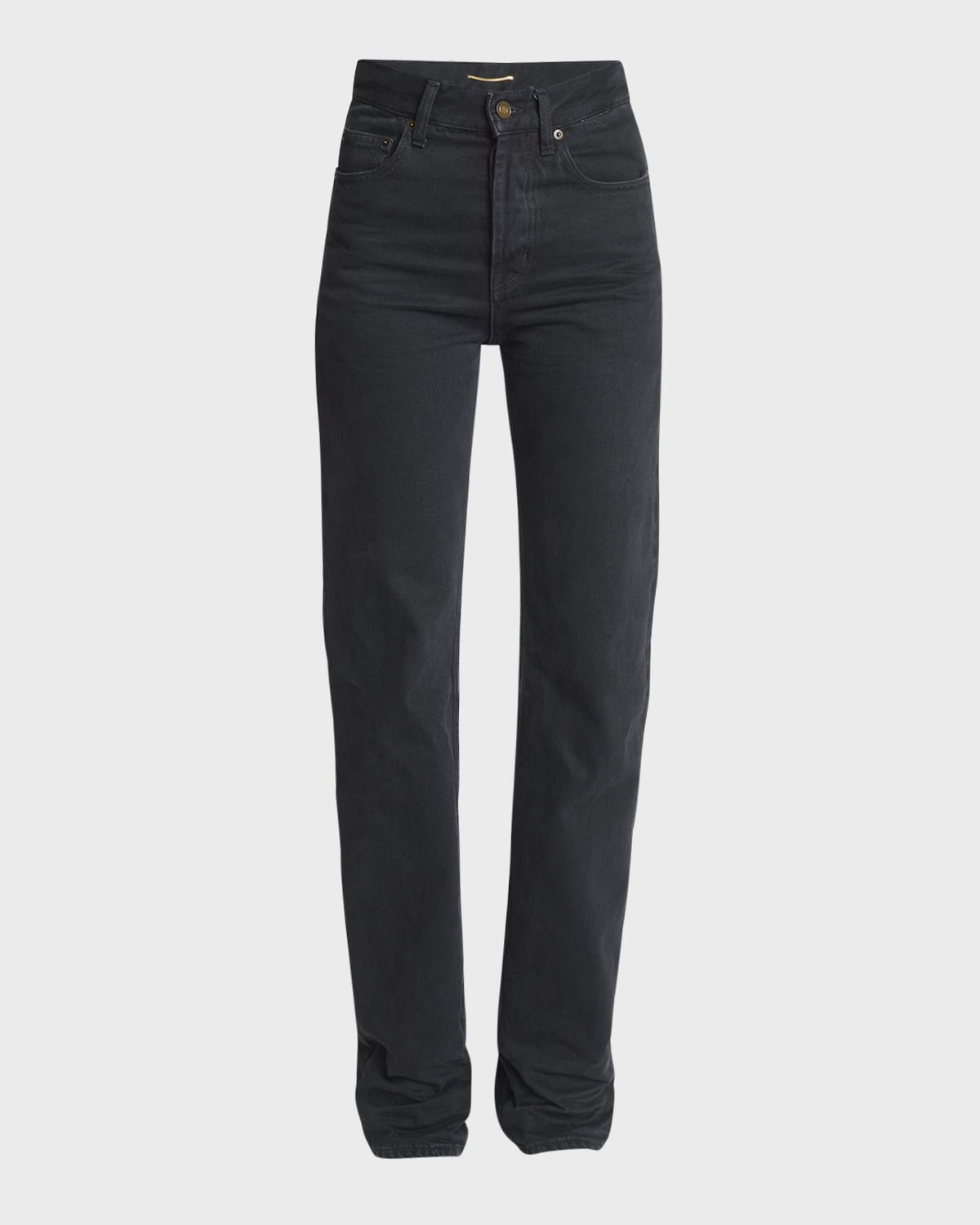 Long Straight-Leg Denim Jeans