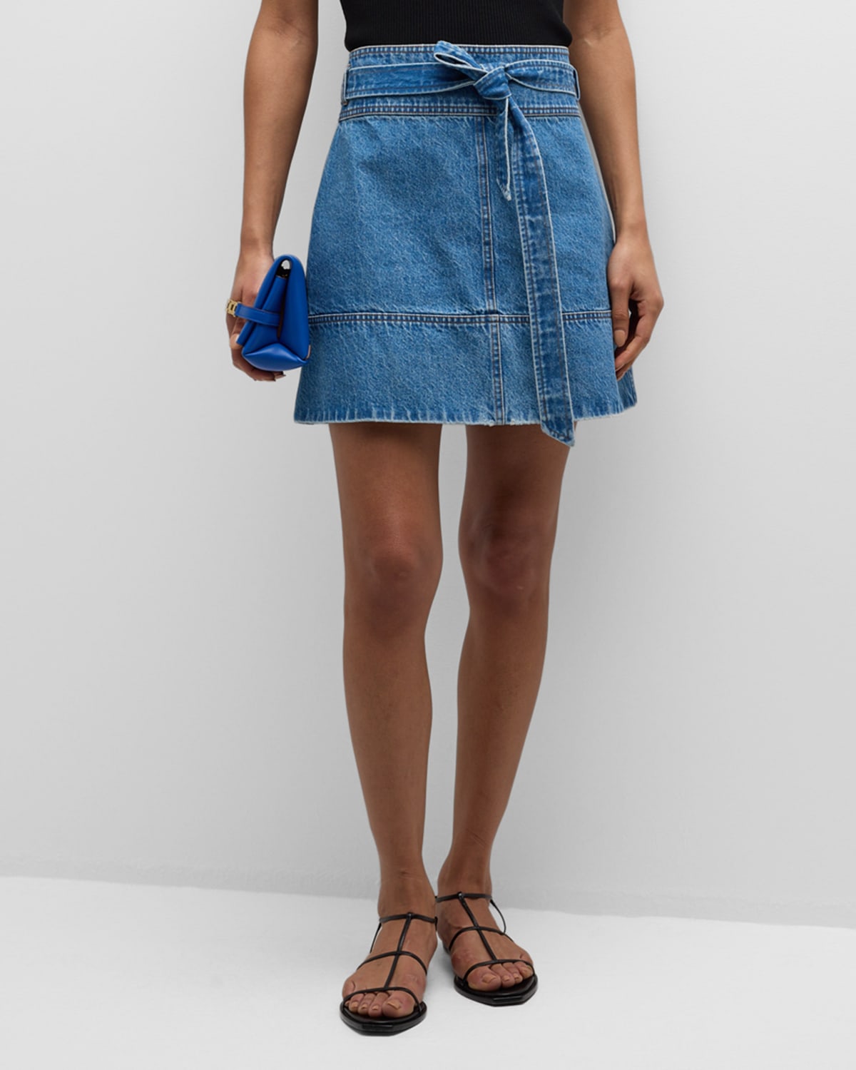 Courtney Belted Denim Mini Skirt