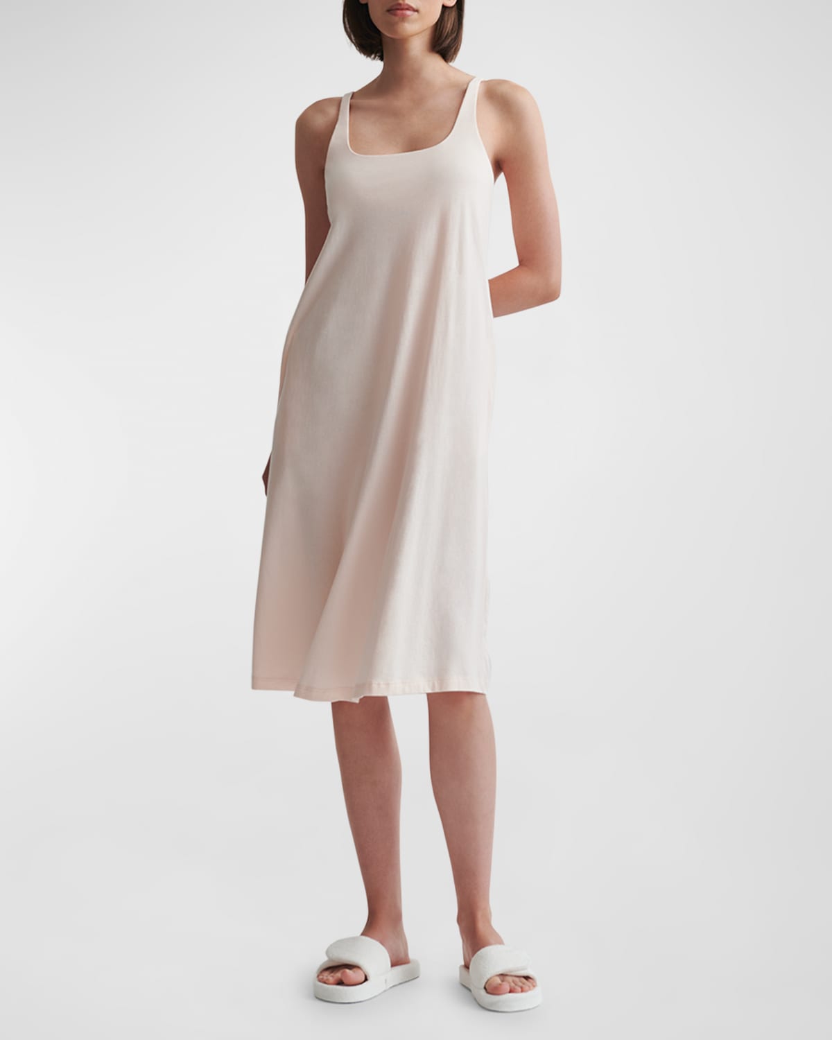 Skin Char Sleeveless Cotton Chemise In Pearl Pink