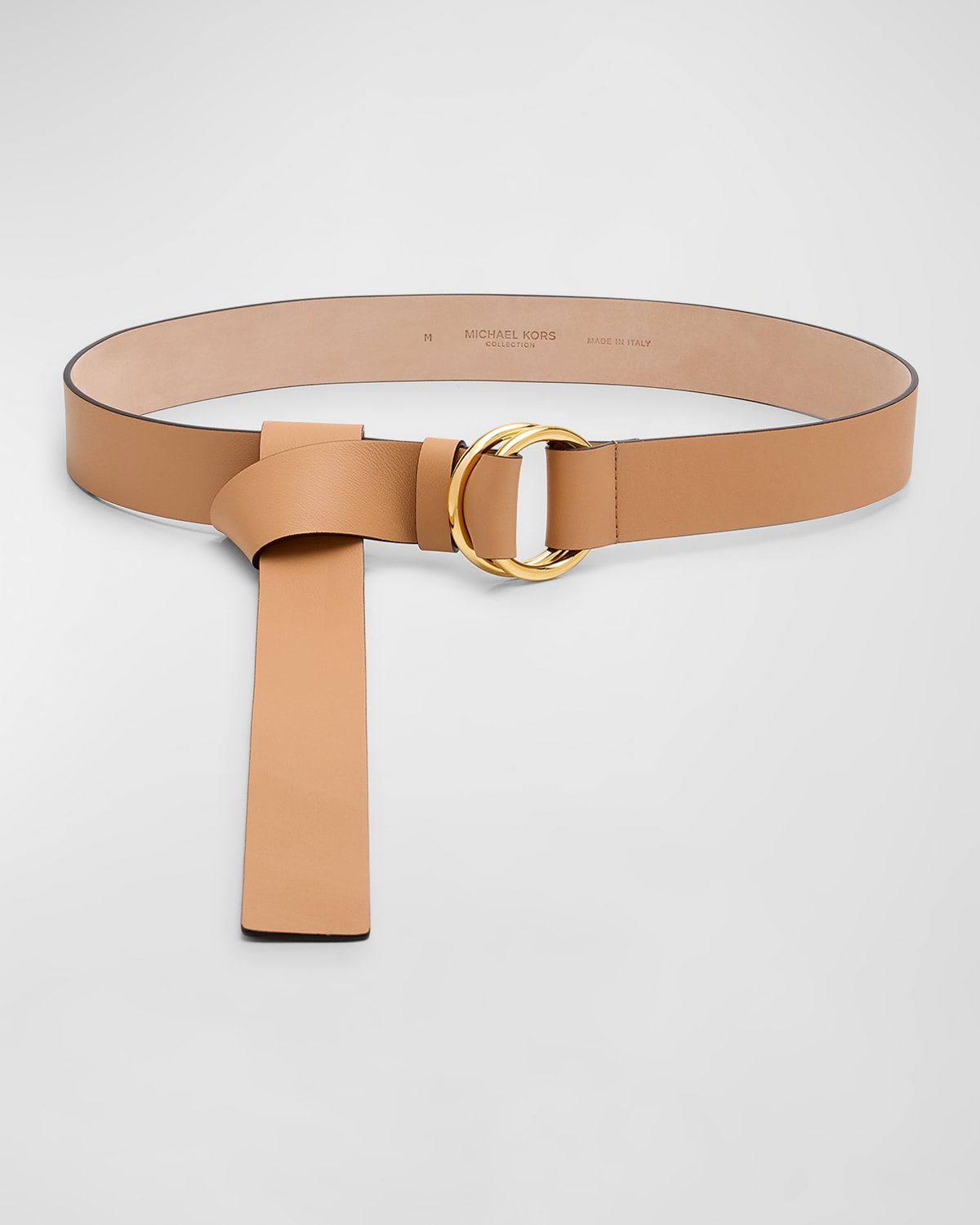 Shop Michael Kors Jackie Shiny Nappa Leather Belt In Suntan