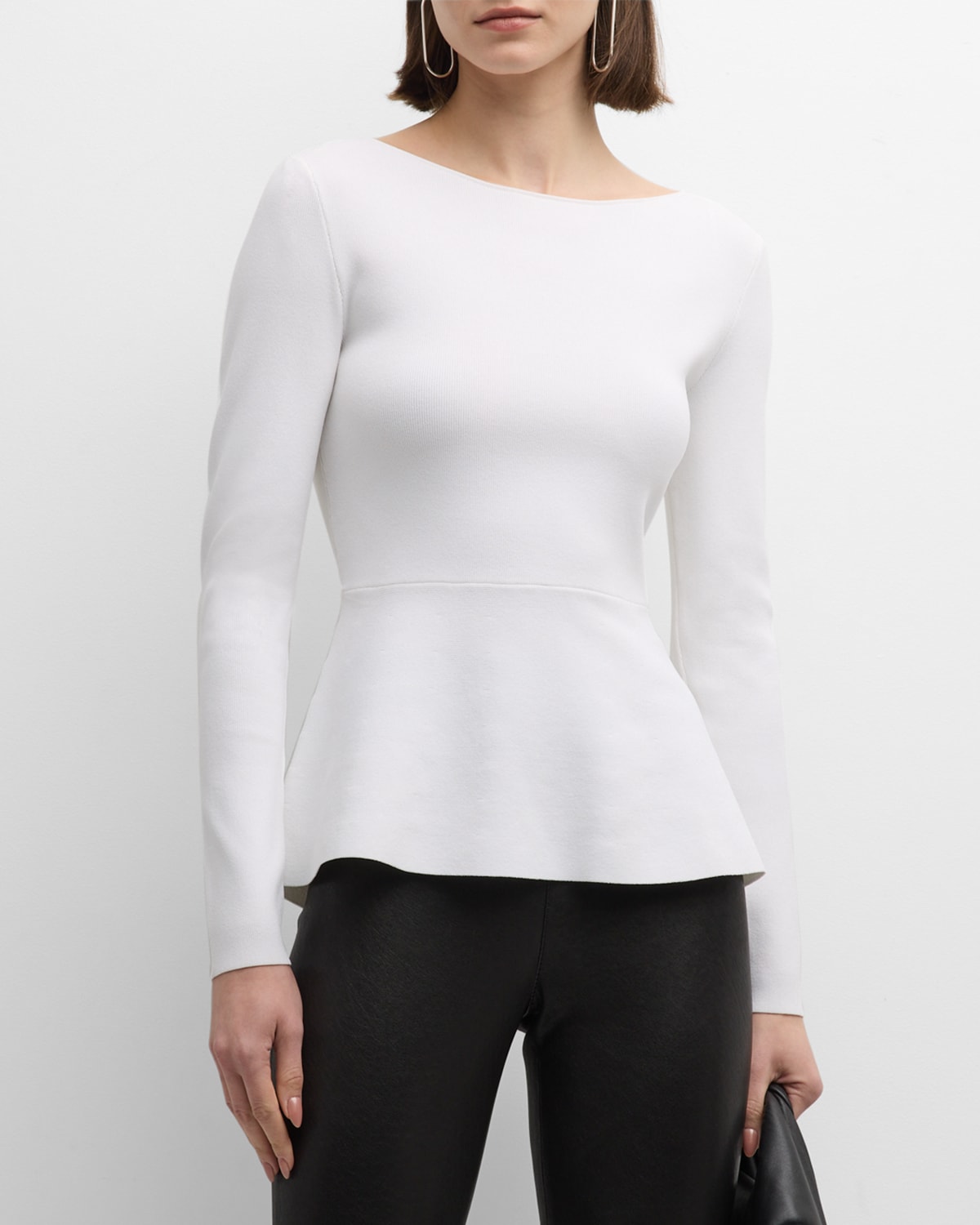 Elie Tahari The Margaret Scoop-neck Peplum Sweater In Sky White