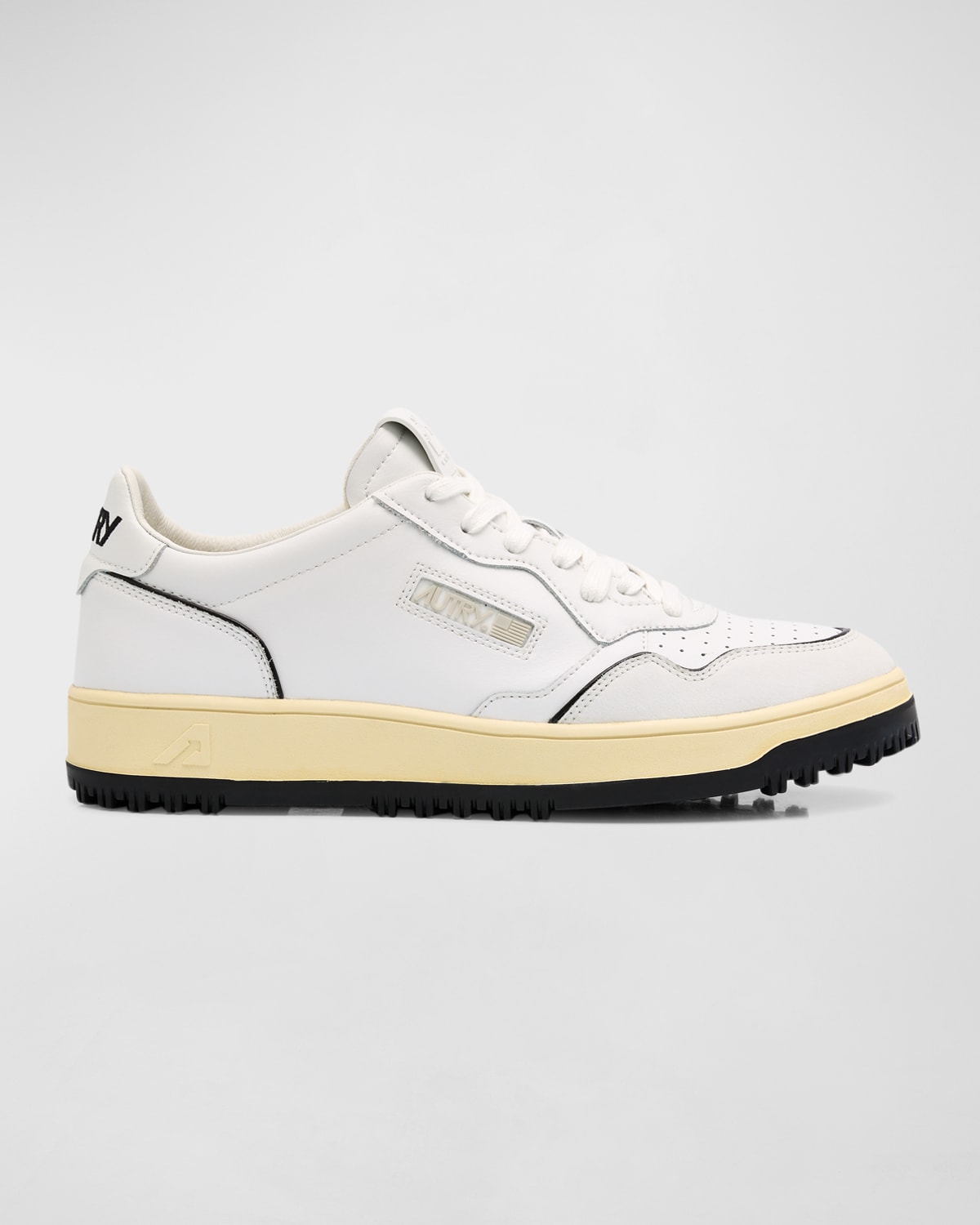 Shop Autry Men's Golf Leather Low-top Sneakers In White / Black