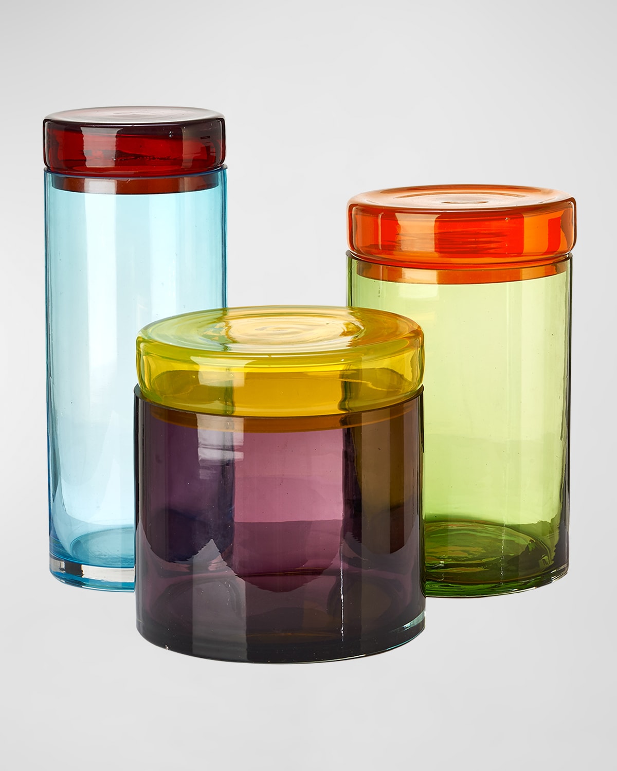 Polspotten Caps & Jars Set Of 3 Glass Containers In Multi