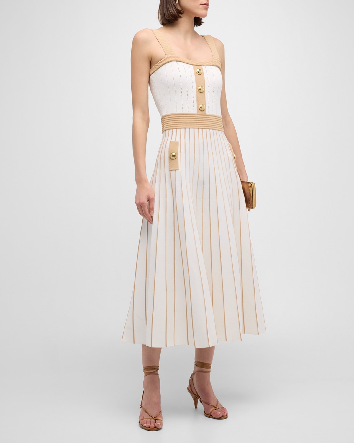 Shop Cara Cara Aurora Fit & Flare Sleeveless Knit Midi Dress In Ivorynatural