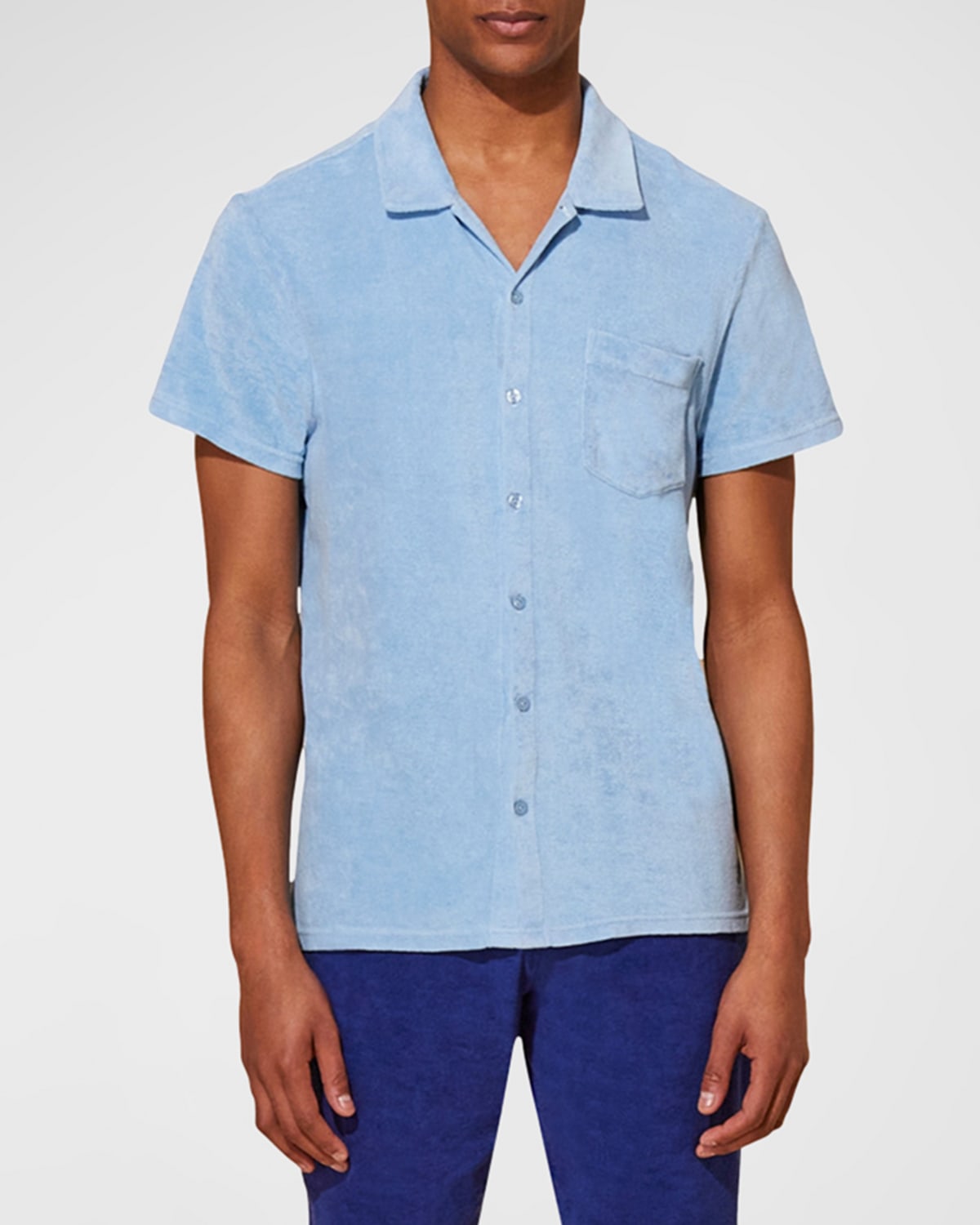 Shop Vilebrequin Men's Terry Button-down Shirt In Source
