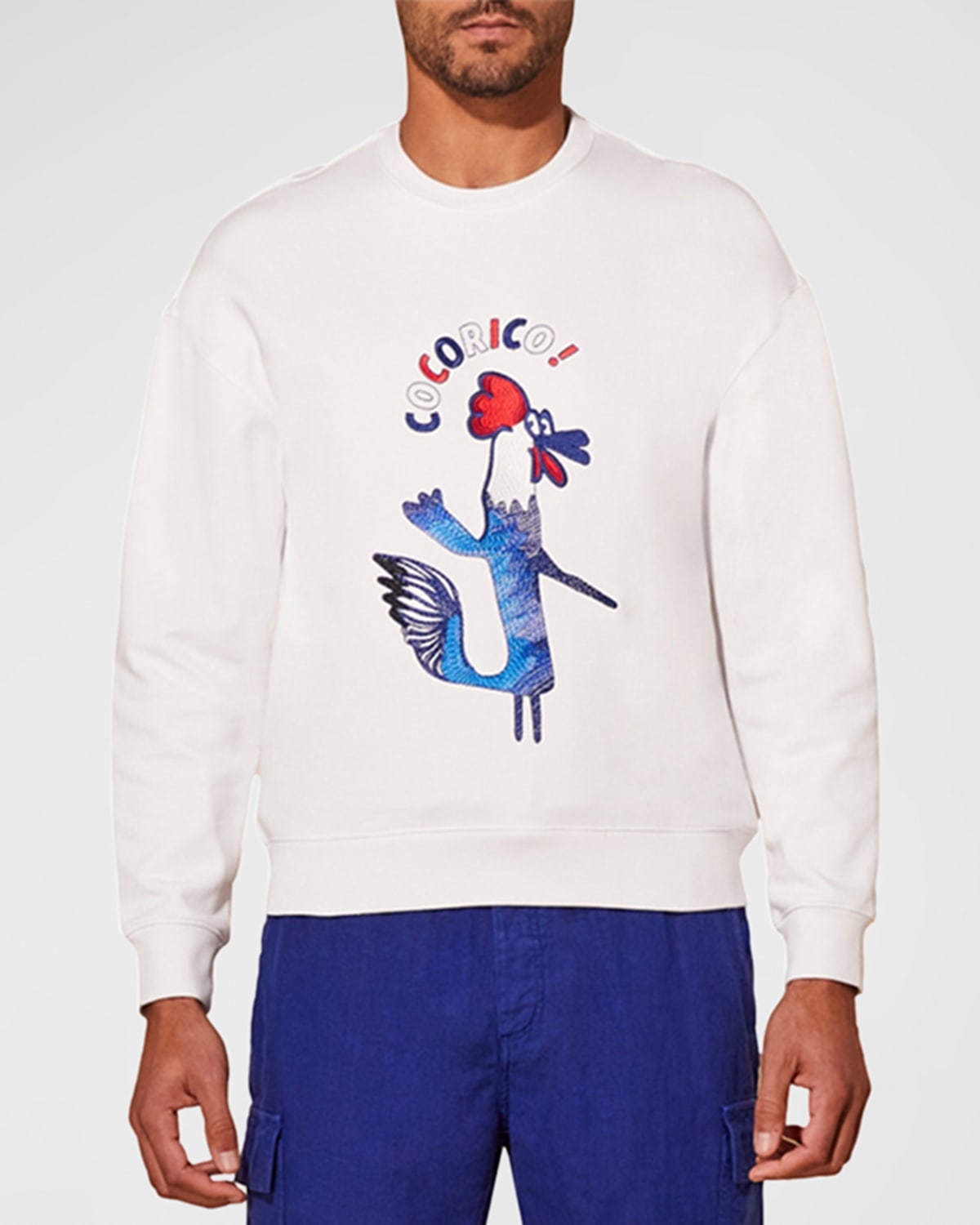 Vilebrequin Men's Cocorico Embroidered Sweatshirt In Blanc