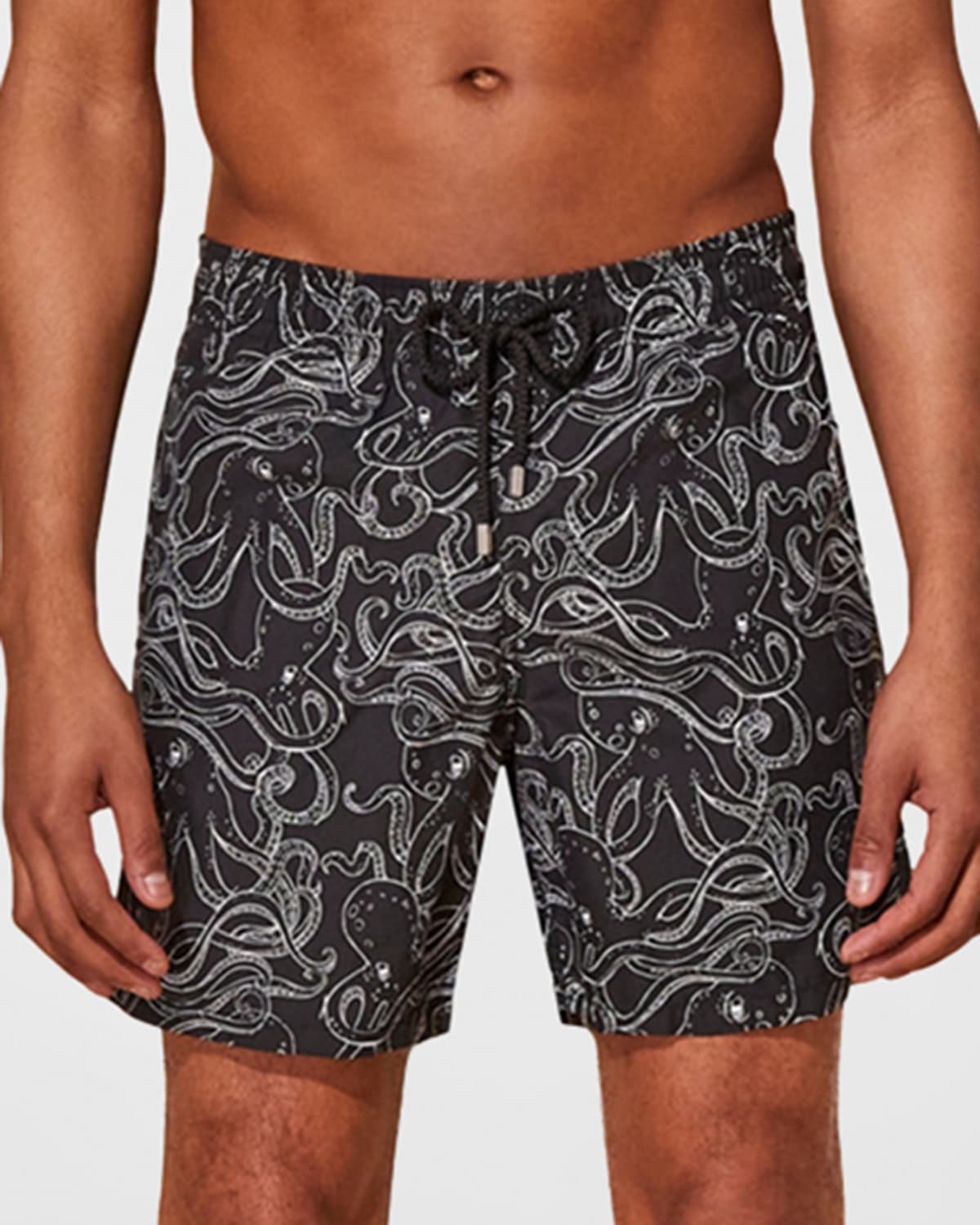 Shop Vilebrequin Men's Octopus-print Swim Shorts In Noir
