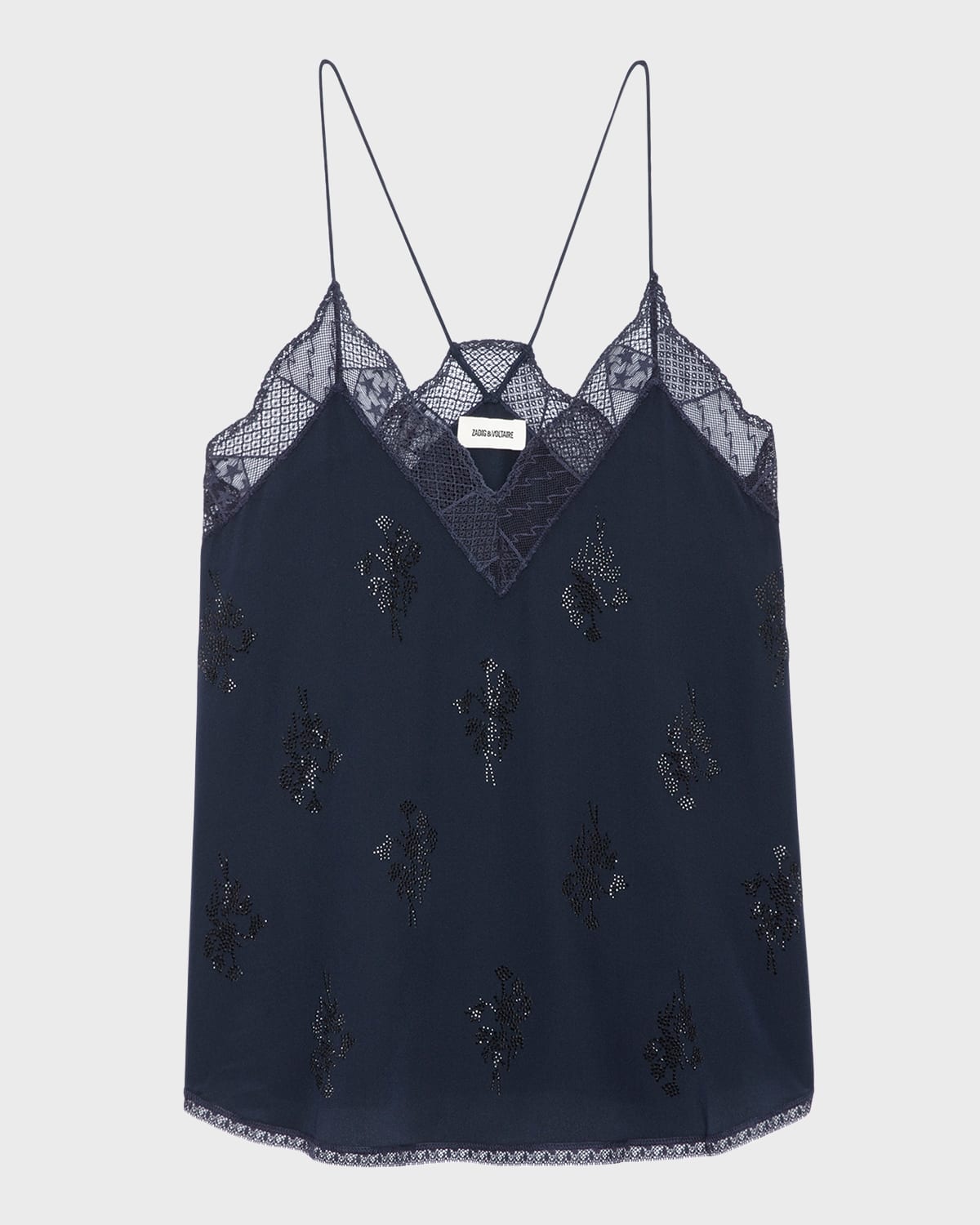 Shop Zadig & Voltaire Christy Diamante Silk Camisole In Encre