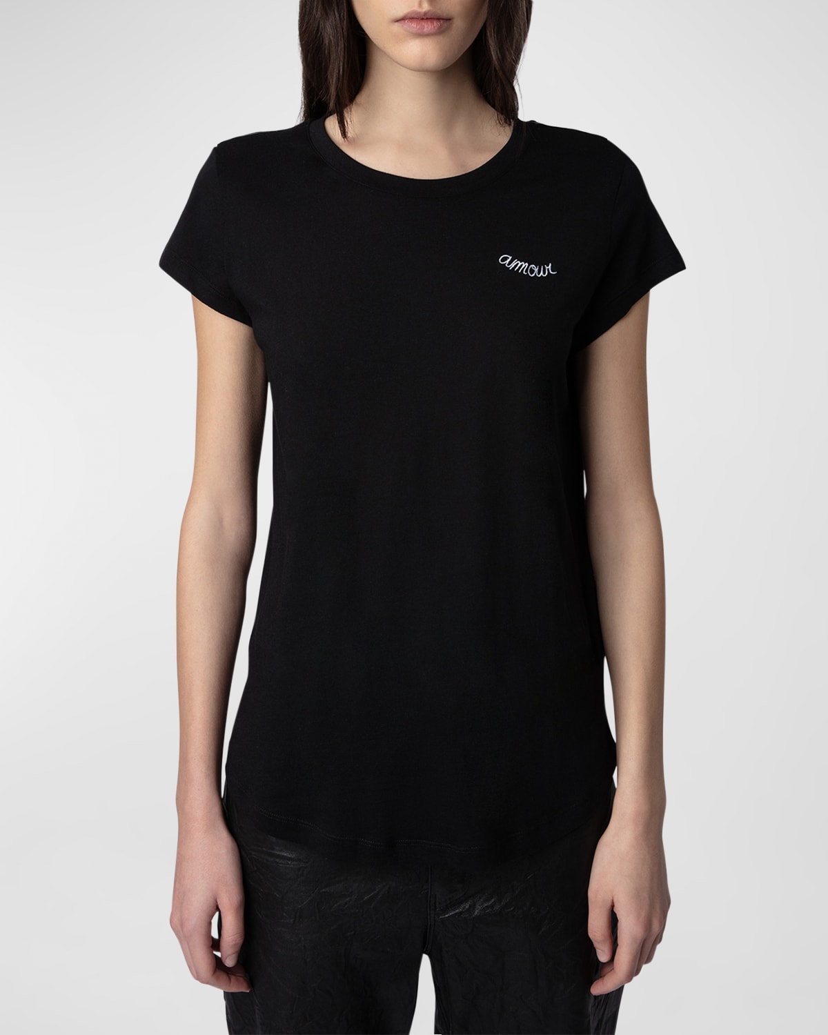 Shop Zadig & Voltaire Woop Embroidered Amour Short-sleeve T-shirt In Noir