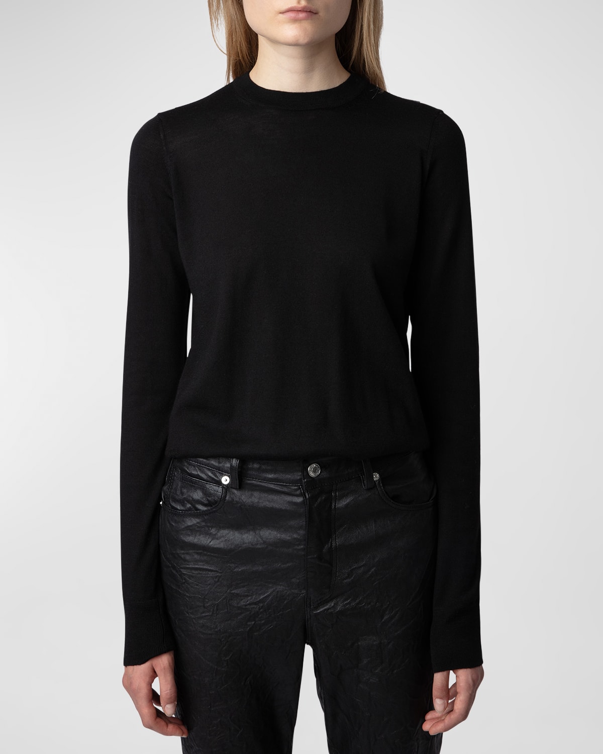 Shop Zadig & Voltaire Emma Open-back Wool Sweater In Noir