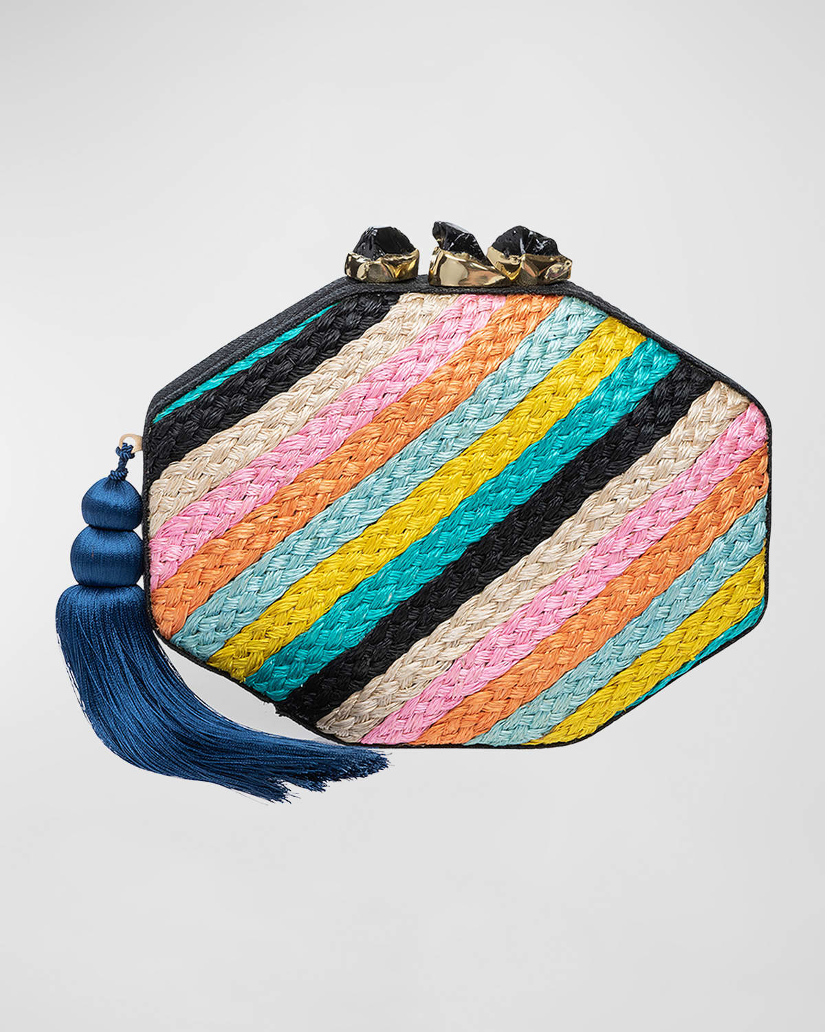 Sofia Octagon Multicolor Braided Clutch Bag
